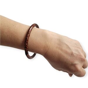 Y2K Mininalist Snakeskin Bangle Bracelet Brown Vintage